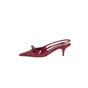 MIU MIU Burgundy Leather Slingback Pumps with Bow Detail Size 39
